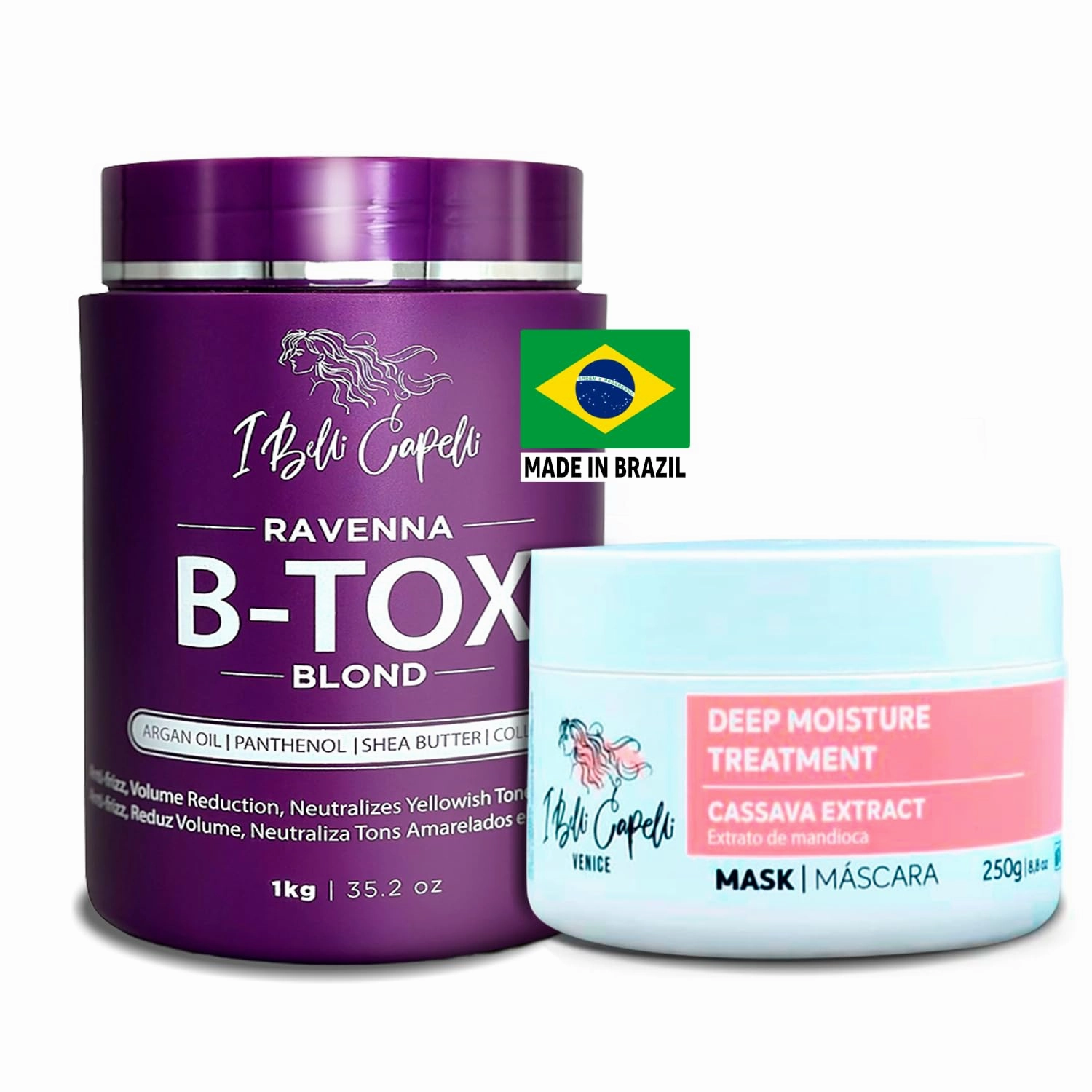 Ravenna B-tox Kit - Hair Treatment with Argan Oil Mask 250g, Formaldehyde-Free, Anti-Frizz and Smoothing for Blond Hair (1 B-tox   1 Mask)