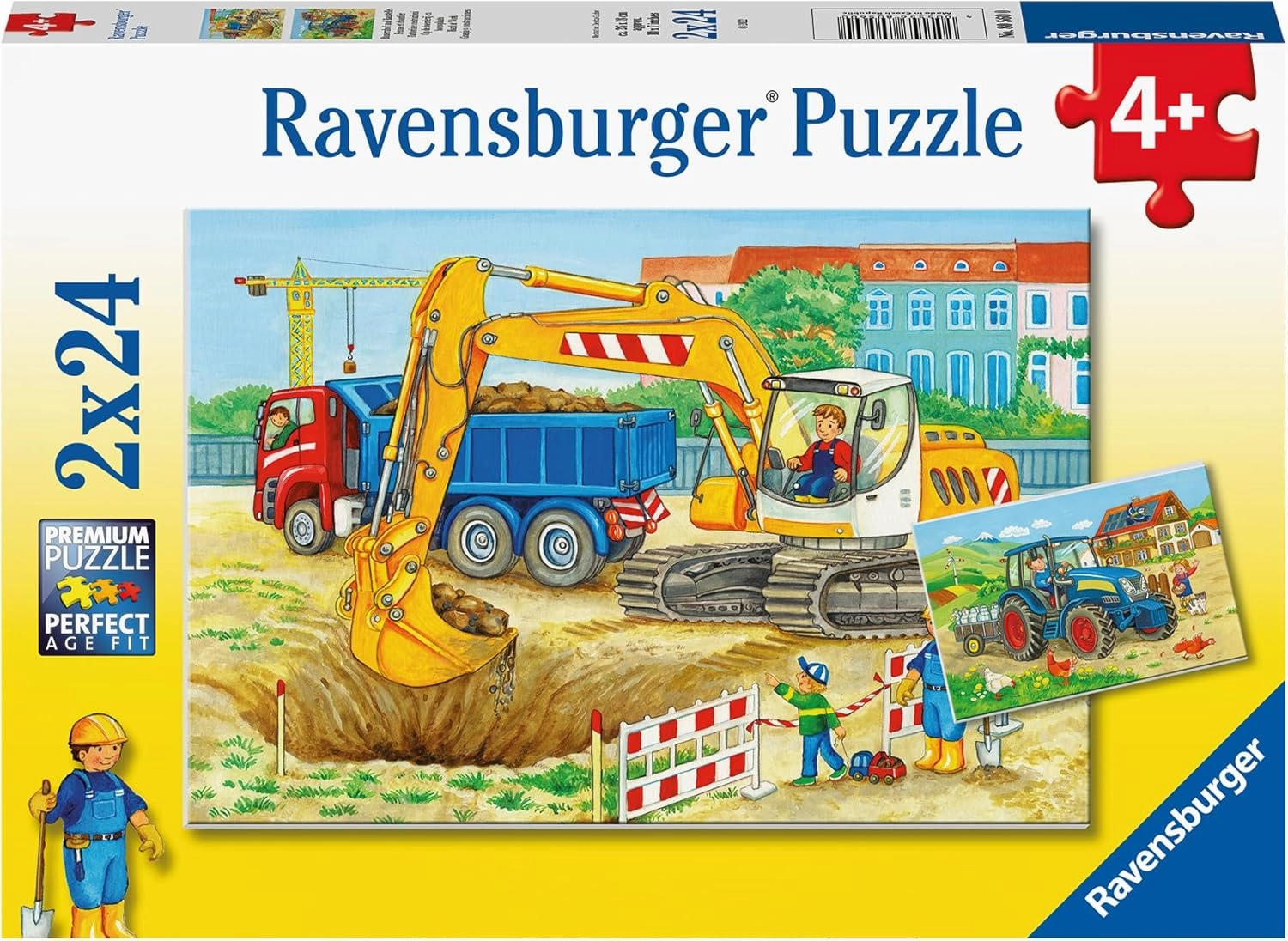 Ravensburger Tractors and Trucks 2x24 Piece Jigsaw Puzzle Set forKids - | Unique Piece Design | Anti-Glare Surface | Skill-Building, Fun Activity | Amazon Exclusive