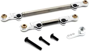 Rc Connecting Rod Tie Rod for MJX for Hyper Go H12Y 1/12 Metal Steering Link Rod Pull Rod Servo Arm RC Crawler Car Upgrade Parts and Accessories Replacement and Use(Silver)
