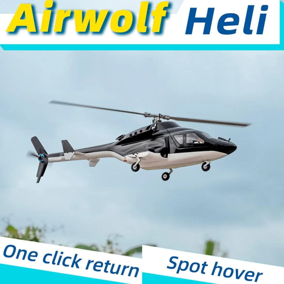 RC Helicopter Model,FLYWING FW450L Airwolf 450-Class 2.4G 6CH Brushless RC Helicopter Military Aircraft Model with GPS Tracker(PNP RTF Version/Model 2/Left-Hand Flight Control)