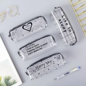 Realaiot 1Pcs Kawaii Pencil Case Cartoon Transparent letter octagonal School Pencil Box Pencilcase School Supplies Stationery