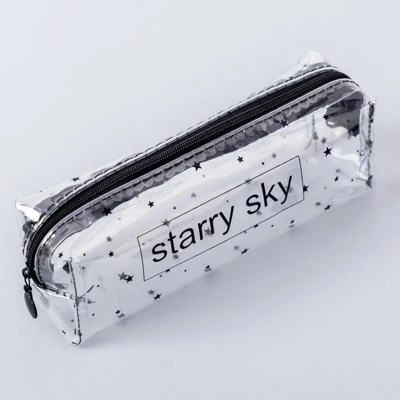 Realaiot 1Pcs Kawaii Pencil Case Cartoon Transparent letter octagonal School Pencil Box Pencilcase School Supplies Stationery