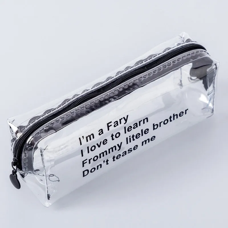 Realaiot 1Pcs Kawaii Pencil Case Cartoon Transparent letter octagonal School Pencil Box Pencilcase School Supplies Stationery