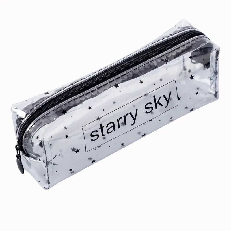 Realaiot 1Pcs Kawaii Pencil Case Cartoon Transparent letter octagonal School Pencil Box Pencilcase School Supplies Stationery