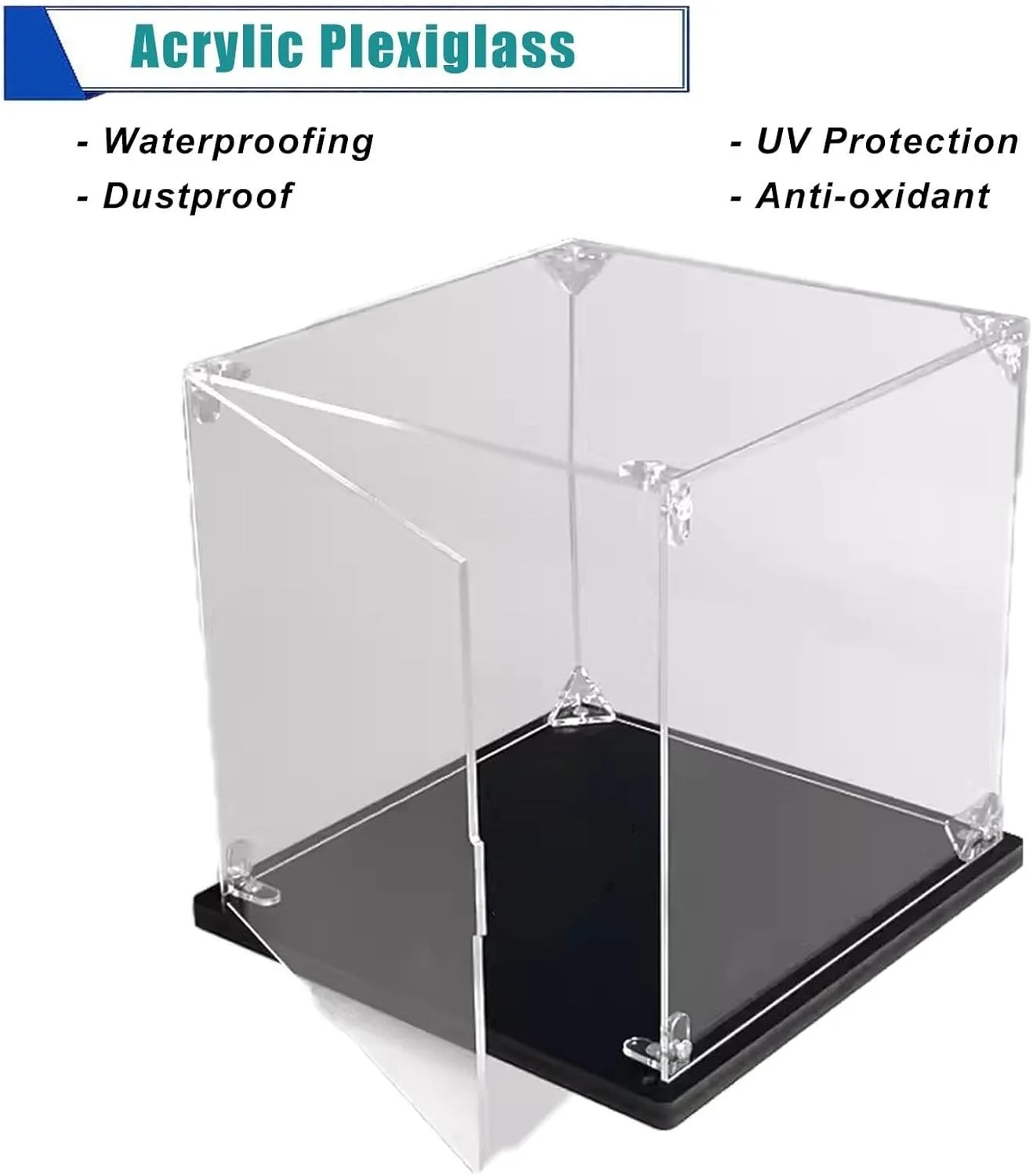 Rectangles Display Cases for Collectibles, Clear Acrylic Storage Bins with Door/Stackable Organizers Box, Dustproof Protection Showcase for Trophy Toys(LxWxH 10x10x35CM/4x4x14IN)