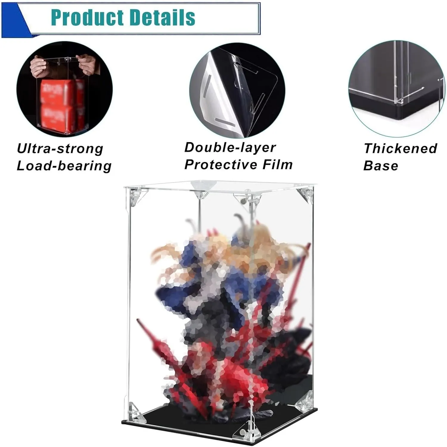 Rectangles Display Cases for Collectibles, Clear Acrylic Storage Bins with Door/Stackable Organizers Box, Dustproof Protection Showcase for Trophy Toys(LxWxH 10x10x35CM/4x4x14IN)