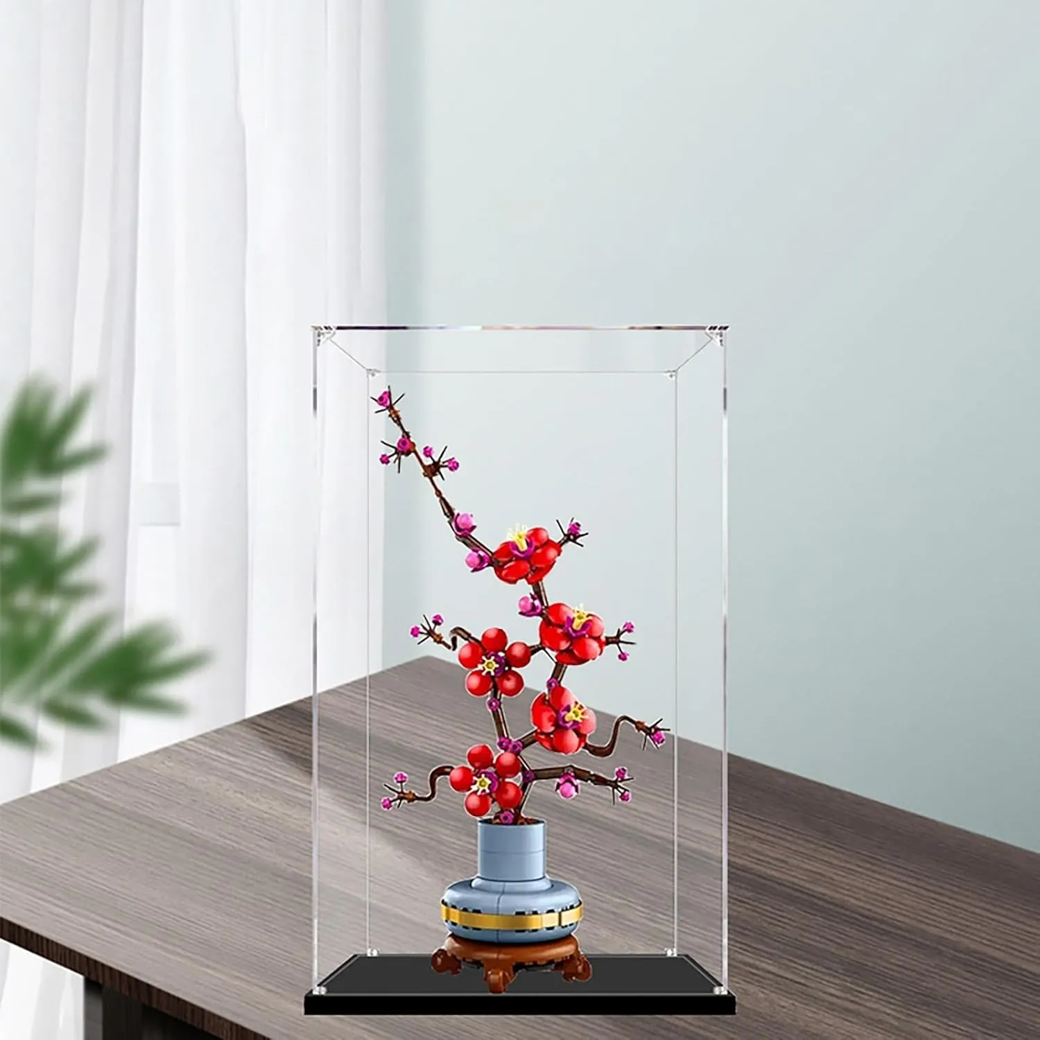 Rectangles Display Cases for Collectibles, Clear Acrylic Storage Bins with Door/Stackable Organizers Box, Dustproof Protection Showcase for Trophy Toys(LxWxH 10x10x35CM/4x4x14IN)