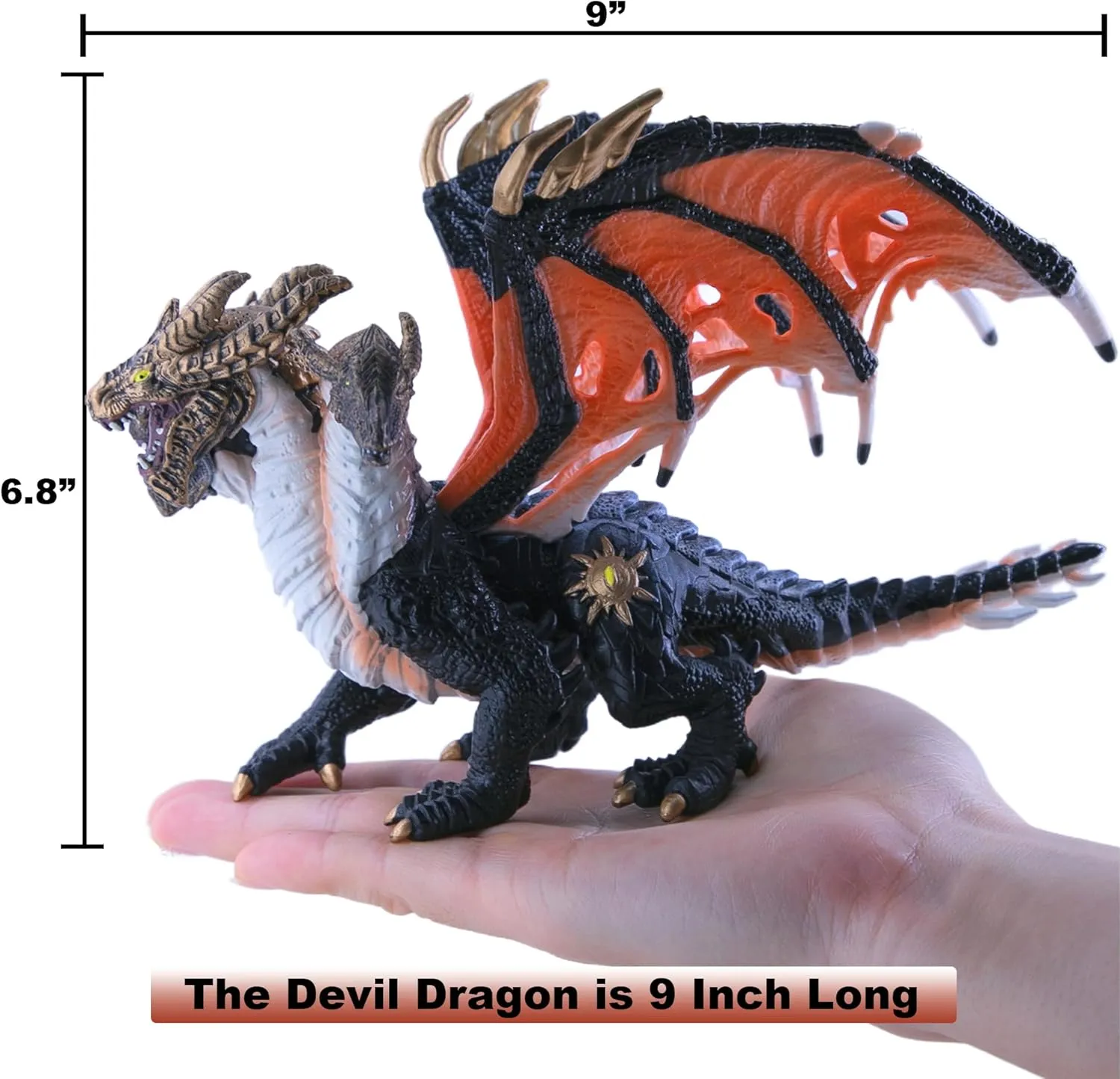 RECUR Devil Dragon Action Figurine, 9 Inch Statue Dragon Toys for Boys Girls Kids, RPG Figures Miniatures for Tabletop Display & Roleplaying, Collectors Toy Age 3  