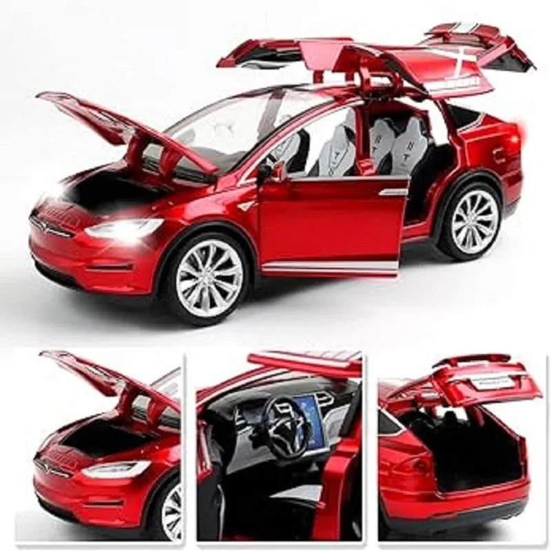 Red Resembling Tesla Toy 66062 News Diecast Car | 1:32 Scale Model