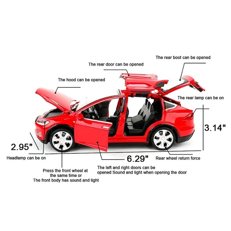 Red Resembling Tesla Toy 66062 News Diecast Car | 1:32 Scale Model