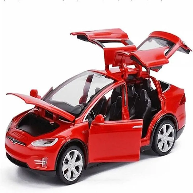 Red Resembling Tesla Toy 66062 News Diecast Car | 1:32 Scale Model