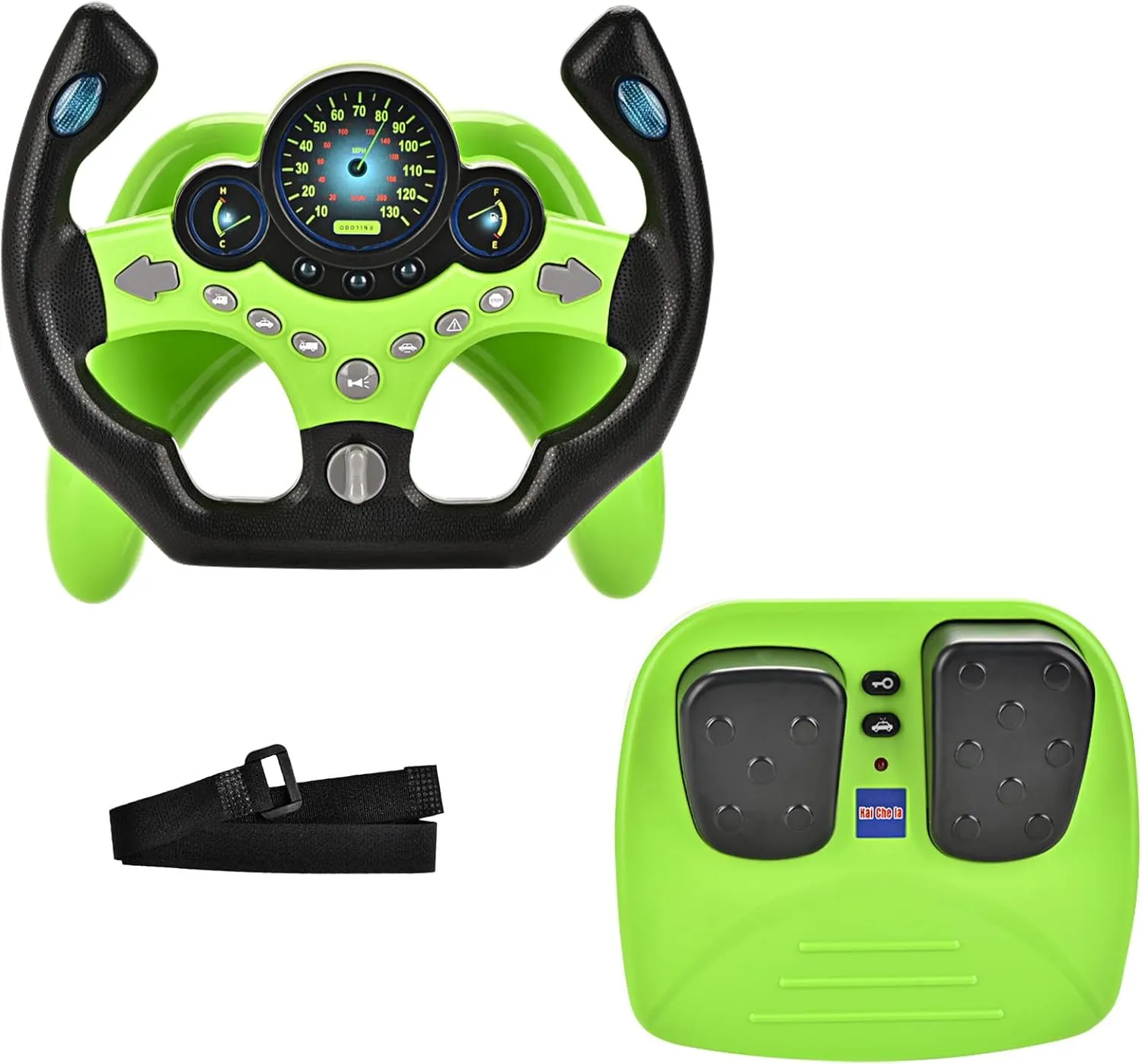 RedCrab Steering Wheels with Brake and Gas Pedals Toy for Kids,Pretend Driving Seat Toys with Light and Music,Simulated Driving for Toddlers,Baby Electric Early Learning Educational Toys