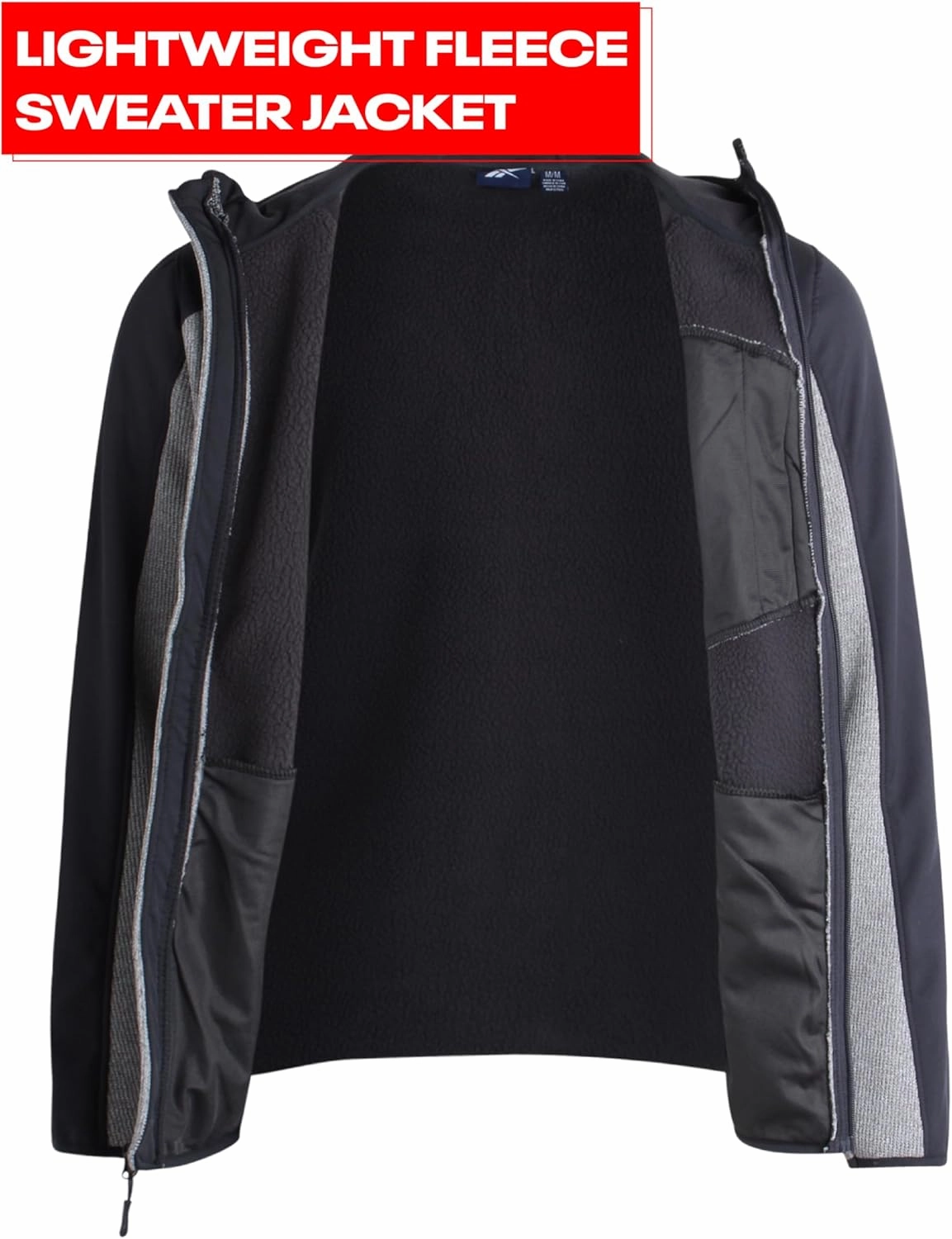 Reebok Men's Active Sweatshirt Jacket - Zip Sweater Fleece Hoodie for Men - Lightweight Performance Outerwear Coat (M-XXL)