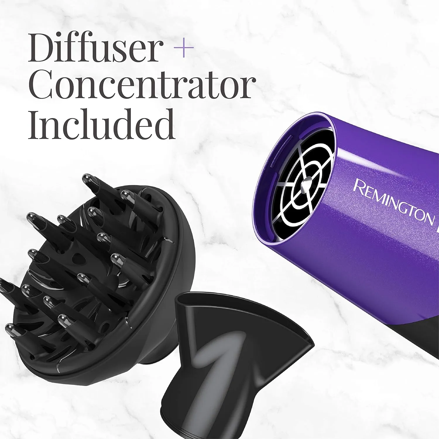 Remington Damage Protection Hair Dryer with Ceramic   Ionic   Tourmaline Technology,Purple, 3 Piece Set