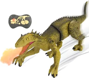 Remote Control Dinosaur for Kids Ages 3 4 5 6 7 8 9 10, Auto Mist Spraying RC LED Sound Rechargeable USB Port Realistic Outdoor 2.4G RC Dinosaur Toys Gifts for Boys Kids 3-10 Years Old Indo Rex Toys