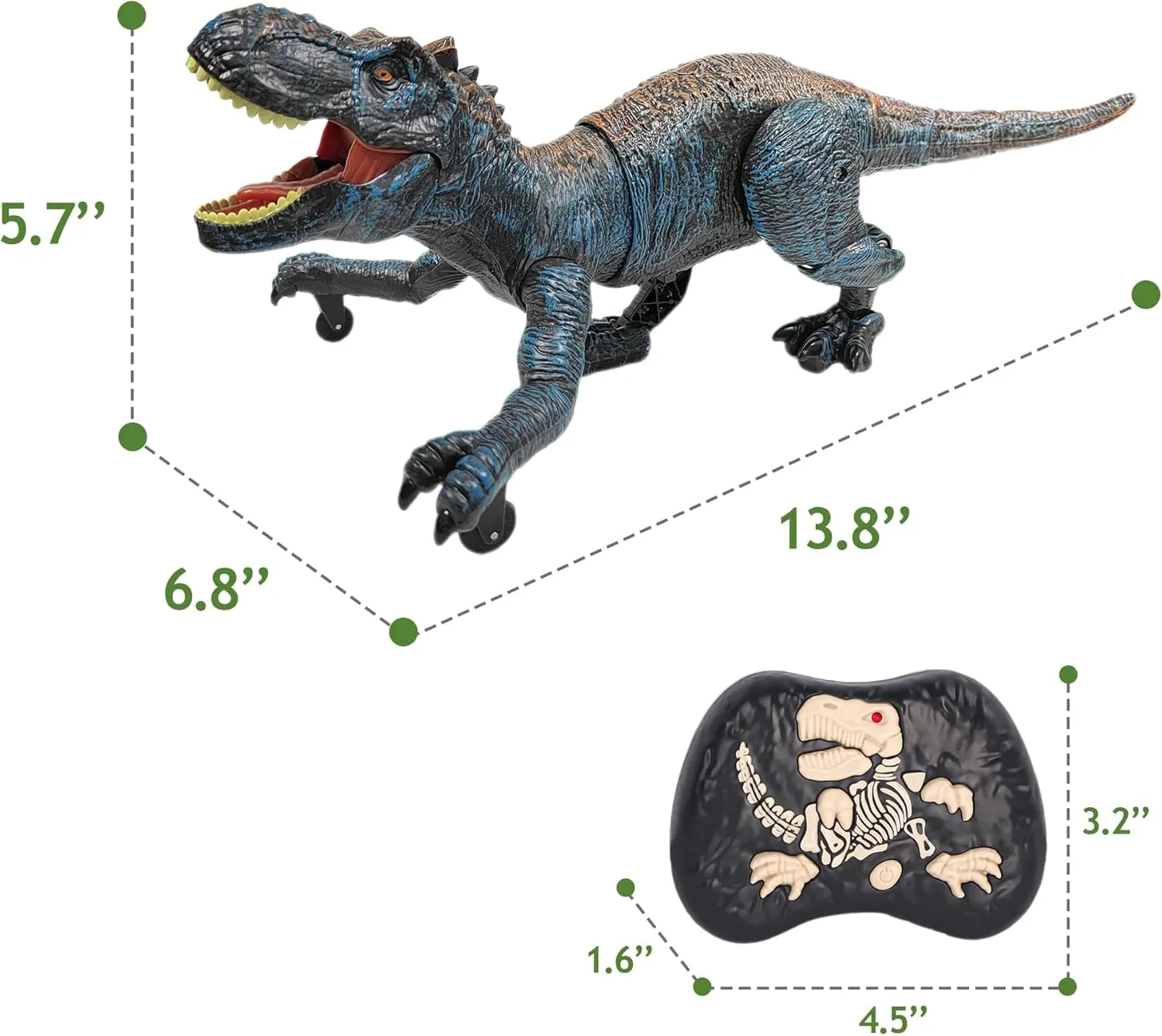 Remote Control Dinosaur Toys for Kids 3-5, 5-7, 8-12, 10-12, Electronic RC T Rex Dino Robot Toy for Boys, Top Christmas & Birthday Gifts for 6 7 8 9 10 11 & 12 Year Old Boys (Color: Blue)