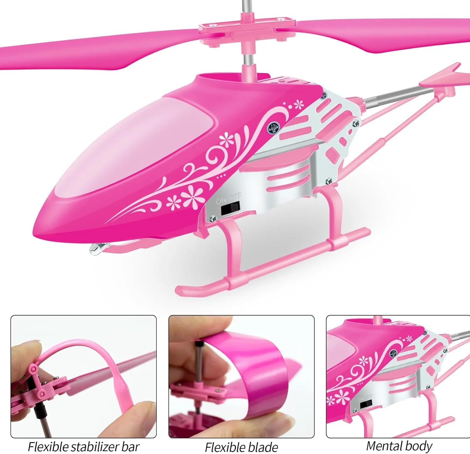 Remote Control Helicopter for Kids| Toys for Ages 5-7 8-10| Rc Helicopter Toys w/t LED Lights, 3.5 Channel, Gyro Stabilizer, Altitude Hold, 2.4GHz Helicopter Toys for Beginner Boys Girls Indoor- Pink