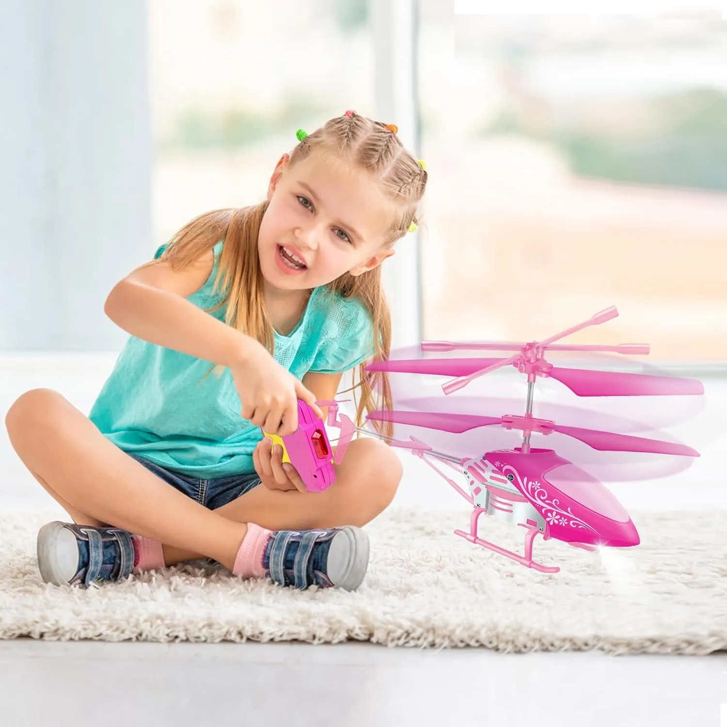 Remote Control Helicopter for Kids| Toys for Ages 5-7 8-10| Rc Helicopter Toys w/t LED Lights, 3.5 Channel, Gyro Stabilizer, Altitude Hold, 2.4GHz Helicopter Toys for Beginner Boys Girls Indoor- Pink