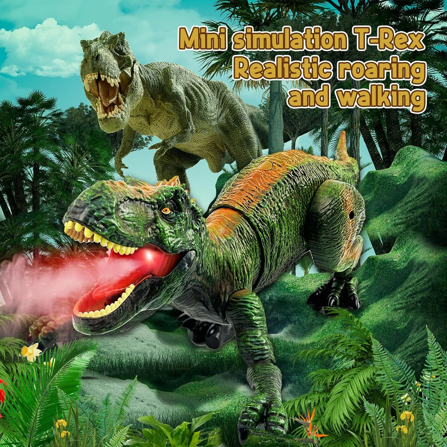 Remote Control Dinosaur for Boys 4-7, Robot Dinosaur Toys for Kids 5-7, rc Dinosaur with Realistic Legs & Spray Stream,Remote Dinosaur Toys for Kids3 4 5 6 7 Year Old boy Birthday Gift (Green)