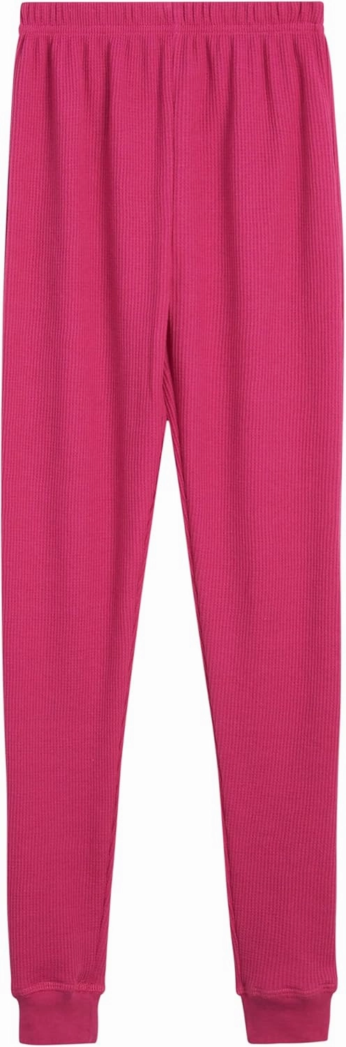 Rene Rofe Girls’ Thermal Underwear Set – 4 Piece Waffle Knit Top and Long Johns (2T-16)