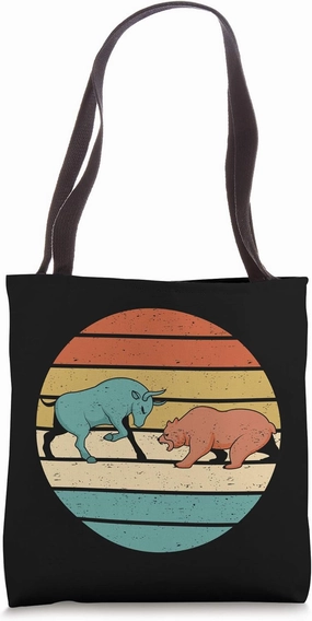 Retro Bull & Bear Stock Market Trading Investing Shareholder Tote Bag