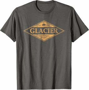 Retro Glacier National Park Montana Women Men Kids Hiking T-Shirt