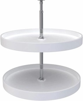Rev-A-Shelf 24" Dual Full Circle Lazy Susan Organizer for Upper Corner Kitchen Cabinets, Plastic Home Storage 2 Tier Shelves, White, 6012-24-15-52