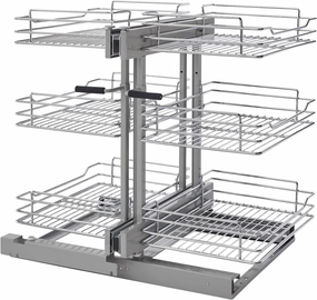 Rev-A-Shelf 3 Tier Pullout Shelf Organizer for Blind Corner Kitchen/Bathroom Cabinets with Soft-Close, 45" Adjustable Shelves, Chrome, 5PSP3-15SC-CR