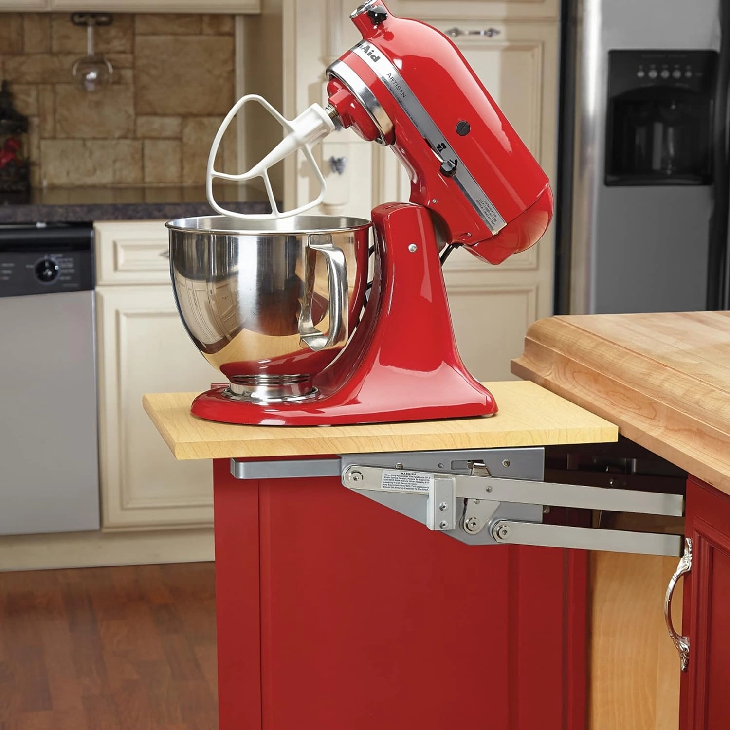 Rev-A-Shelf Kitchen Cabinet Spring Loaded Mixer and Appliance Lift Assist Mechanism for Small Kitchen Appliances w/Soft Close, Zinc, RAS-ML-HDSC