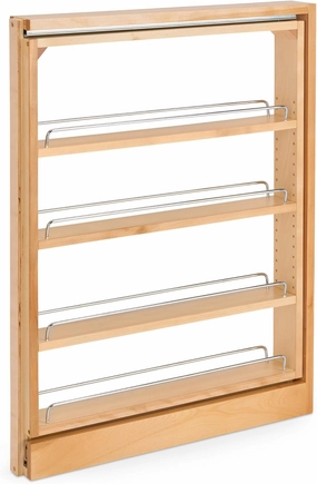 Rev-A-Shelf Pullout Shelf Organizer for Base Kitchen or Bathroom Cabinets, Wood Filler Pantry Storage or Spice Rack, Maple, 3" x 23" x 30", 432-BF-3C