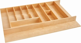 Rev-A-Shelf Trim-to-Fit Silverware Drawer Organizer For Kitchen Utensils, Cutlery Cabinet Storage Divider Insert, 33" x 22", Maple Wood, 4WUTCT-36-1