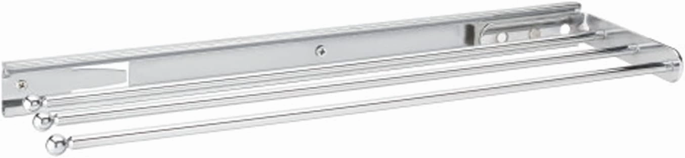 Rev-A-Shelf Under Sink Hand Towel Holder for Kitchen and Bathroom Cabinets, Pullout Extension 3 Prong Wire Dish Rag Rack Hanger, Chrome, 563-47 C