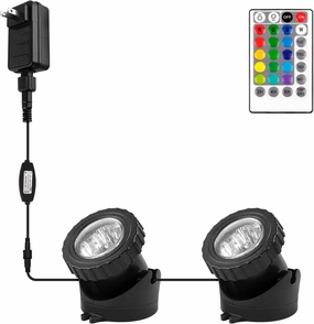 RGB Pond Lights with Timer, LED Underwater Submersible Colorful Landscape Spotlights, 98ft Remote Control IP68 Waterproof Fountain Lights for Fish Aquarium Tank Garden Yard Pool (Set of 2)