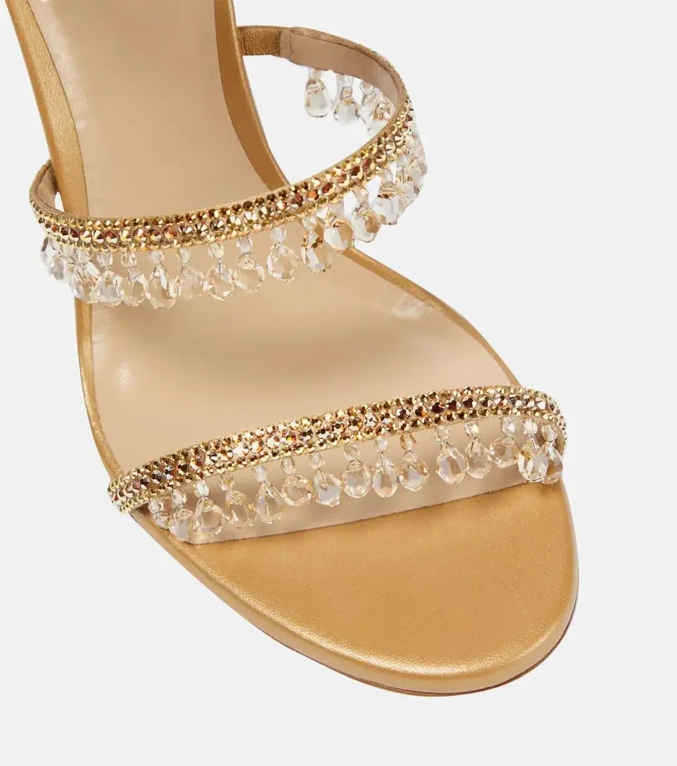 Rhinestone Tassel Wrap Around Stiletto Heels for Women Colorful Crystal Lace Up Stilettos Open Toe Tassel High Heeled Sandals for Prom, Wedding, Party