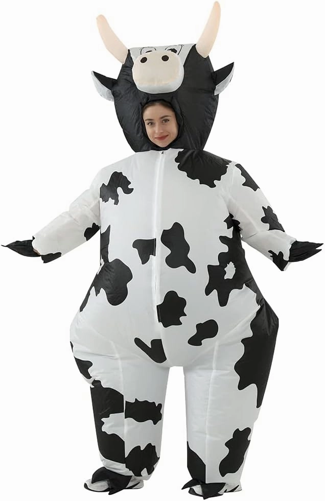 RHYTHMARTS Inflatable Cow Costume - Adult Blow Up Costume for Halloween & Christmas