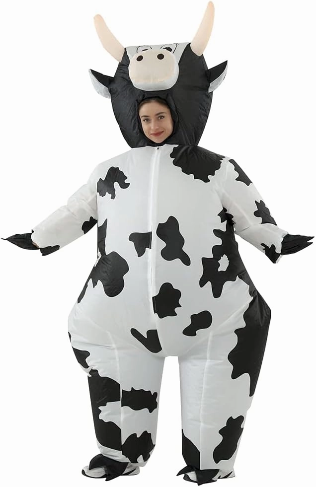 RHYTHMARTS Inflatable Cow Costume - Adult Blow Up Costume for Halloween & Christmas