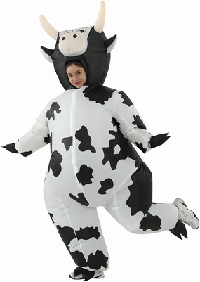 RHYTHMARTS Inflatable Cow Costume - Adult Blow Up Costume for Halloween & Christmas