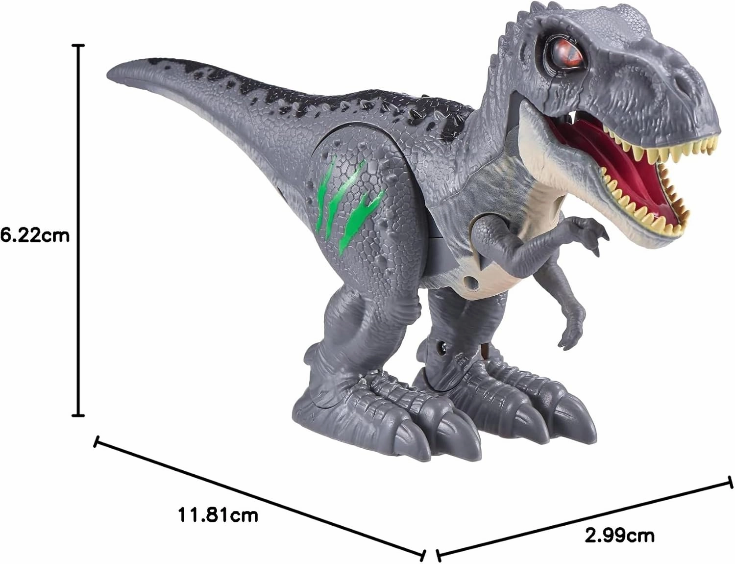 Robo Alive Attacking Grey T-Rex Battery-Powered Robotic Toy by Zuru, Dinosaur Toy, Gift for Boys 3 Years Old and Up