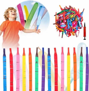 Rocket Balloons 100-Pack with Pump, 40-Inch Whistling Flying Party Balloons, Assorted Colors, Outdoor Kids Toys for Birthdays & Events
