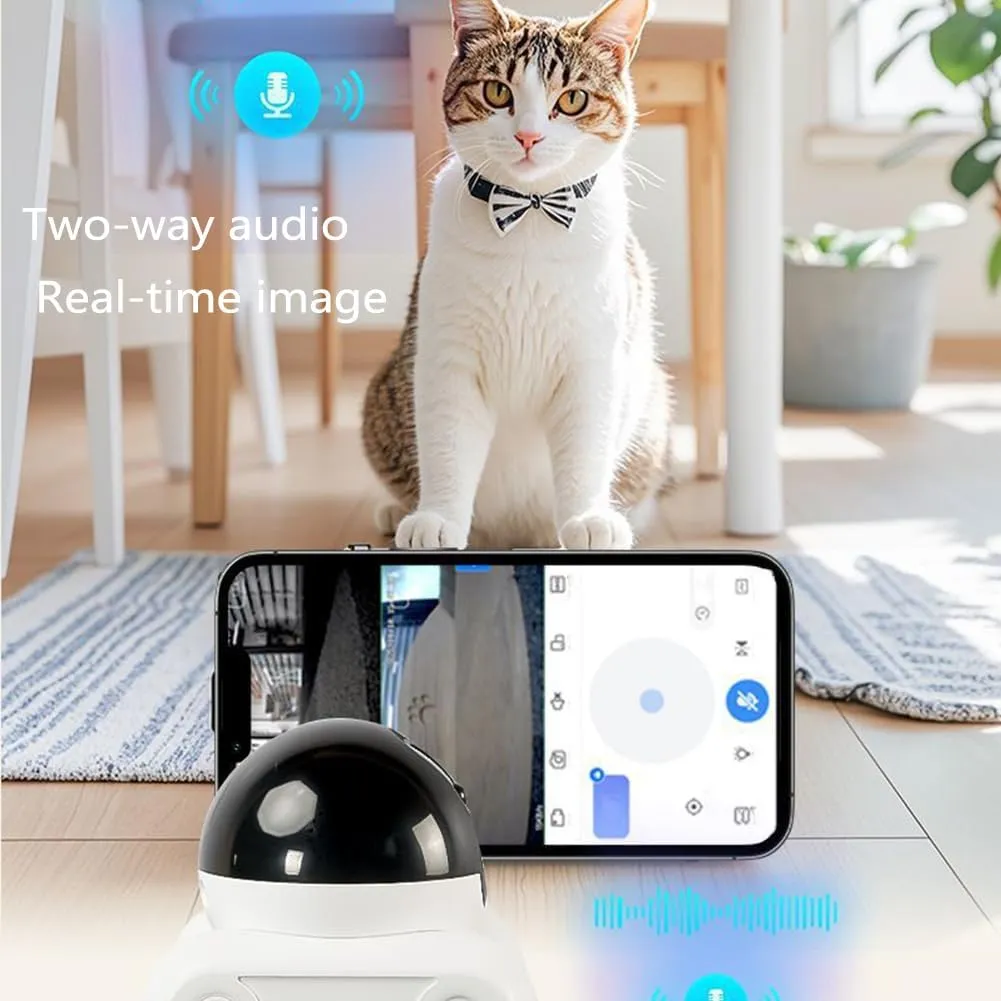 Rolling Robot Camera with Talk, Wireless Smart 360-Degree HD Dual Lens, Blinky Bot Camera, Robot Cameras on Wheels, Theblinkybot Intelligent Recognition, Dual Shooting Angles, Night Vision (WiFi 64G)