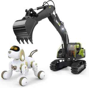 Ruko 18011 Remote Control Robot Dog and 1661 Remote Control Excavator Toy