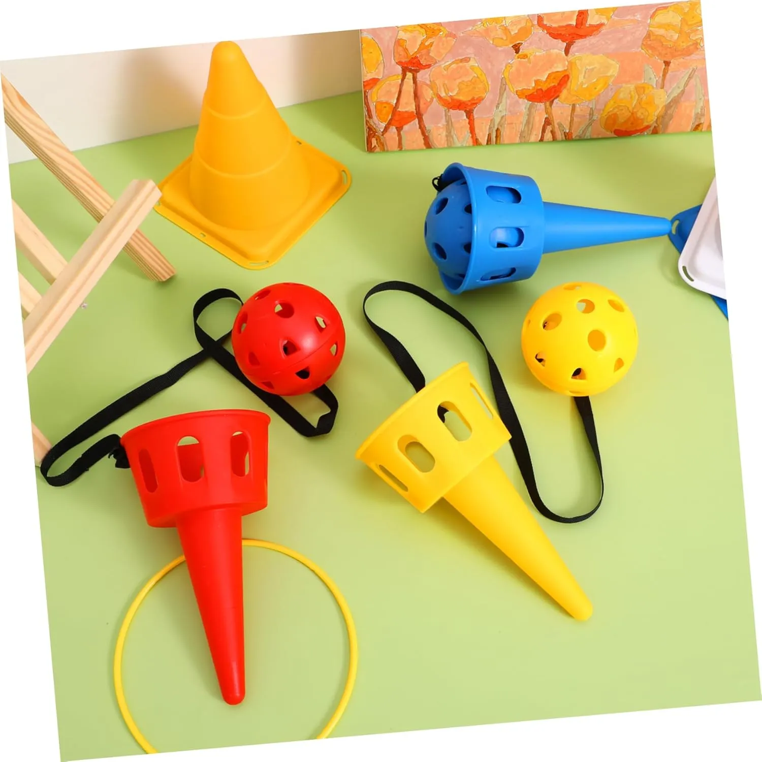 SAFIGLE 3 Sets Children Kids Toss Ball Toy - Outdoor Chuck Ball Game for Toddlers - Includes Blue, Red, and Yellow Balls - Fun Outdoor Activities for Kids Ages 3-5 Box Bowling Trackball