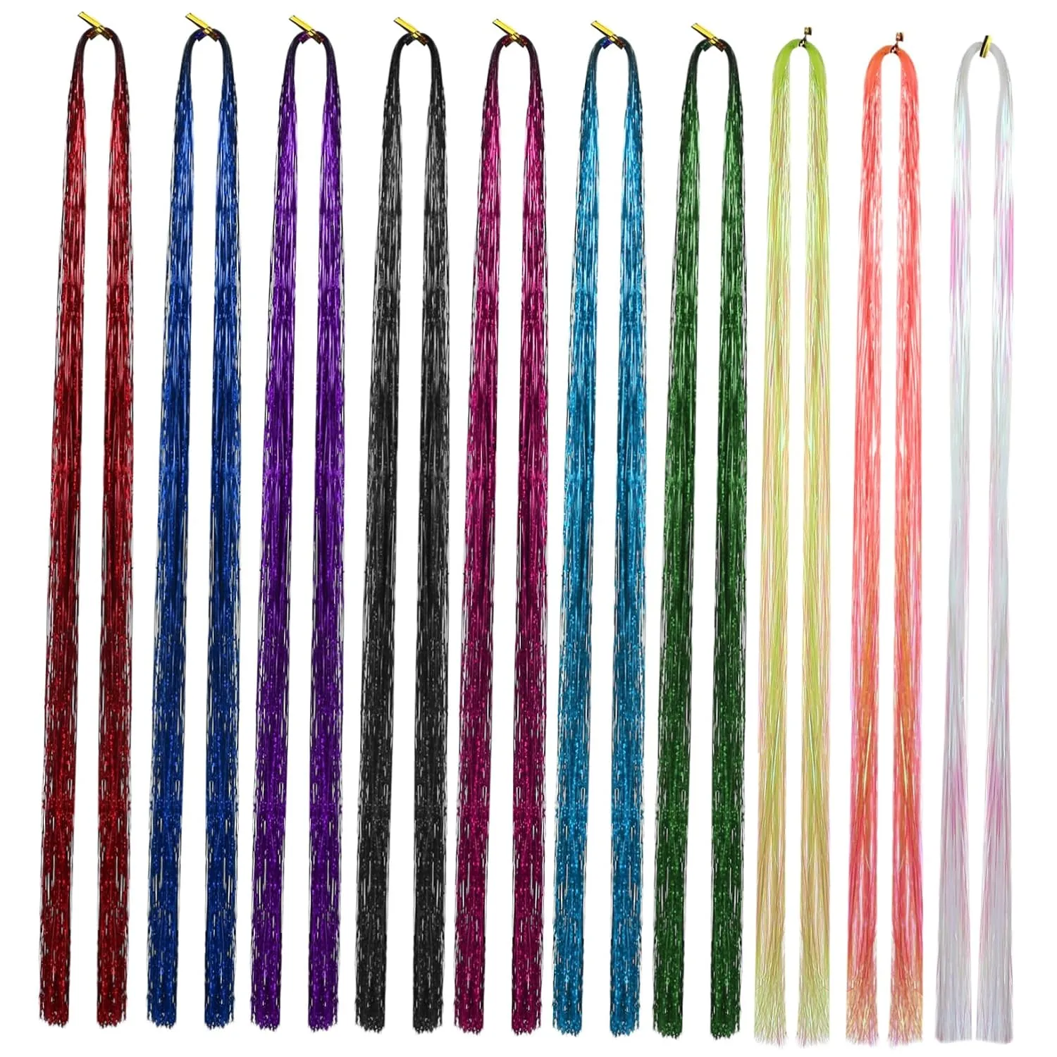 SAFIGLE Colorful Braided Hair Rope 20 Pcs Hair Tinsel Kit Glittering Effect Strands Extensions Accessories Set