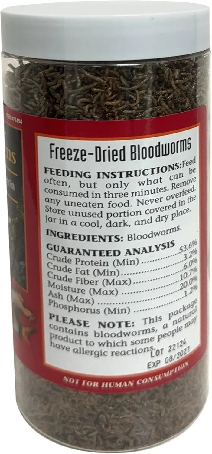 San Francisco Bay Brand Freeze-Dried Bloodworms Fish Food - All Natural High Protein Treat for Freshwater Fish, Bettas, Tetras, Barbs, Catfish, Aquatic Amphibians - Betta Fish Food - 2.3 oz (65g)