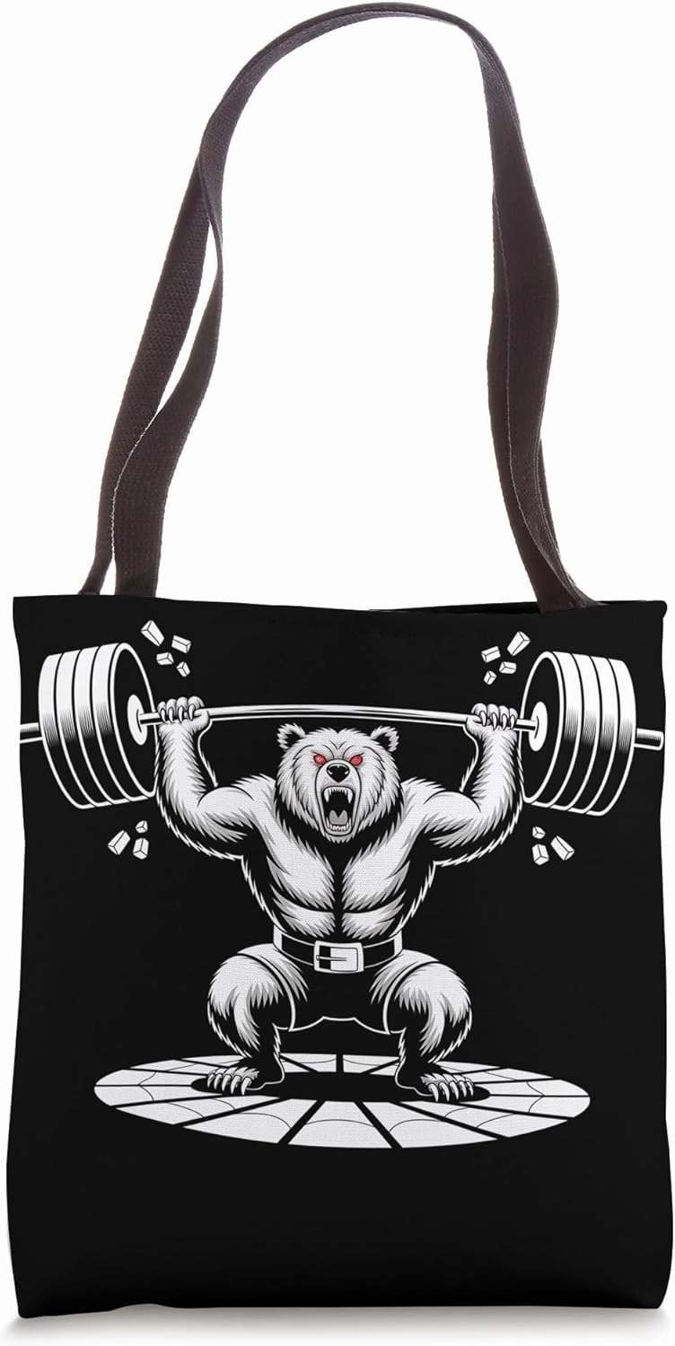 Savage Bear Powerlifting Gym Beast Art Tote Bag