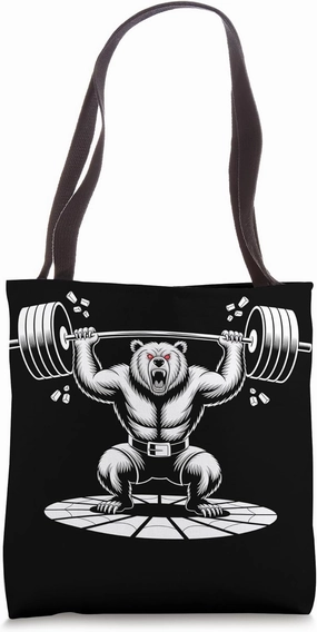 Savage Bear Powerlifting Gym Beast Art Tote Bag