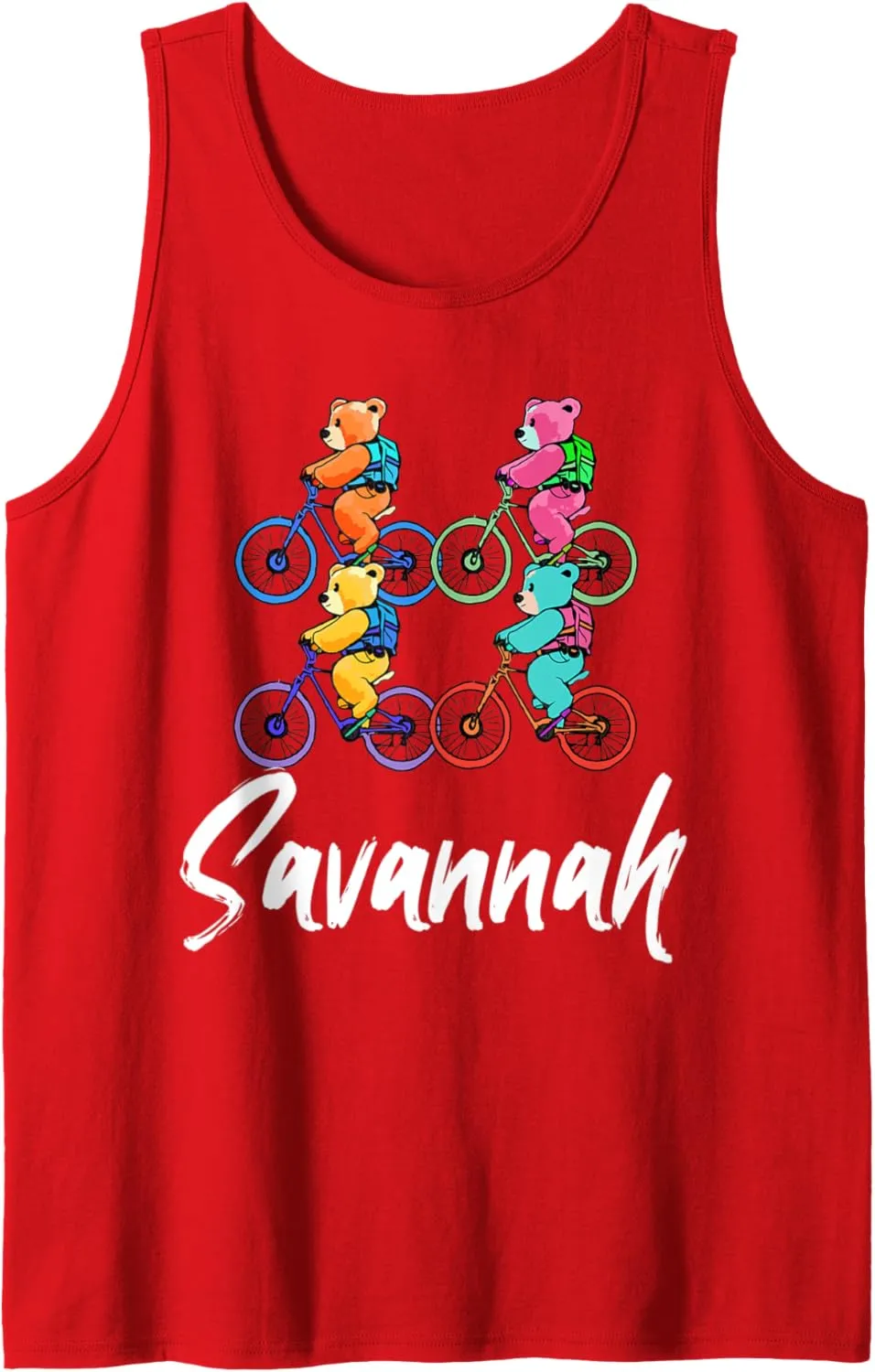 Savannah Cute Teddy Bears And Bikes Bicycle Design Tank Top