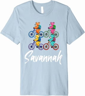 Savannah Cute Teddy Bears And Bikes Bicycle Design Premium T-Shirt