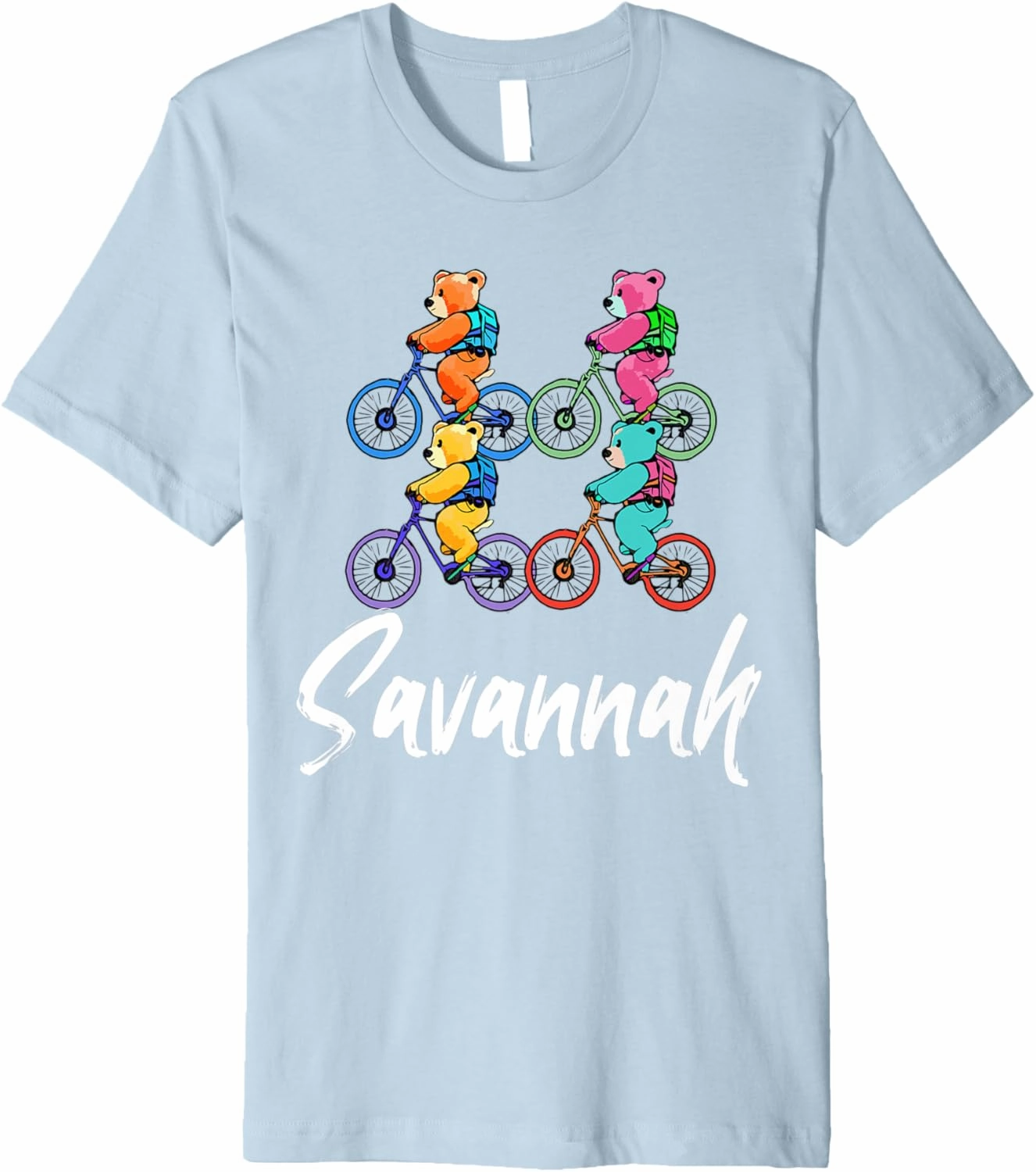 Savannah Cute Teddy Bears And Bikes Bicycle Design Premium T-Shirt