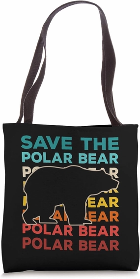 Save The Polar Bear Environmentalist Vintage Sunset Graphic Tote Bag